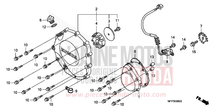 PANNEAU CARTER-MOTEUR D. for CB1300 Super Bold'or PEARL SUNBEAM WHITE (NHA66KF) from 2009